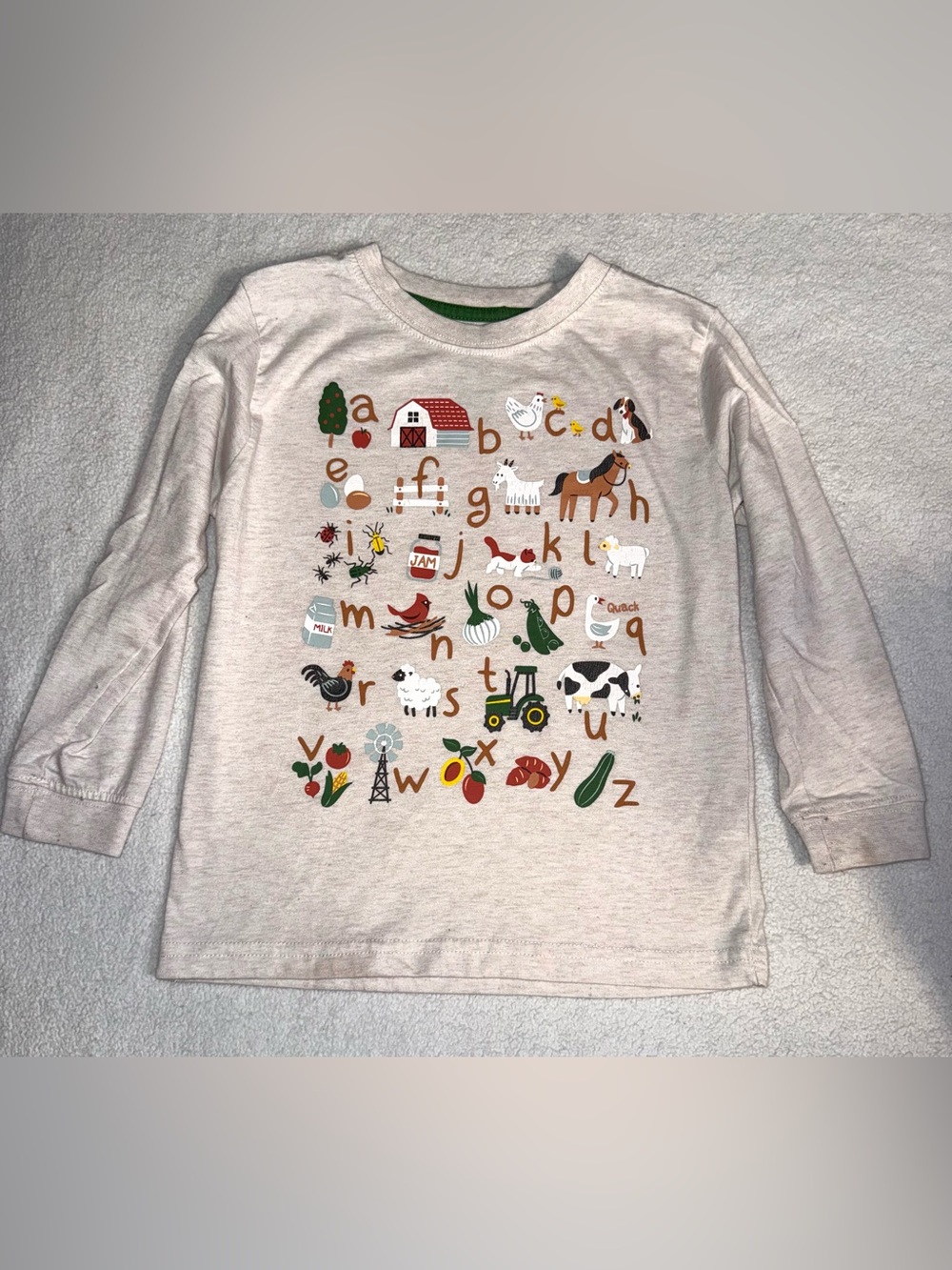 John Deere Kids Long Sleeve Farm Alphabet T-Shirt, size 4T